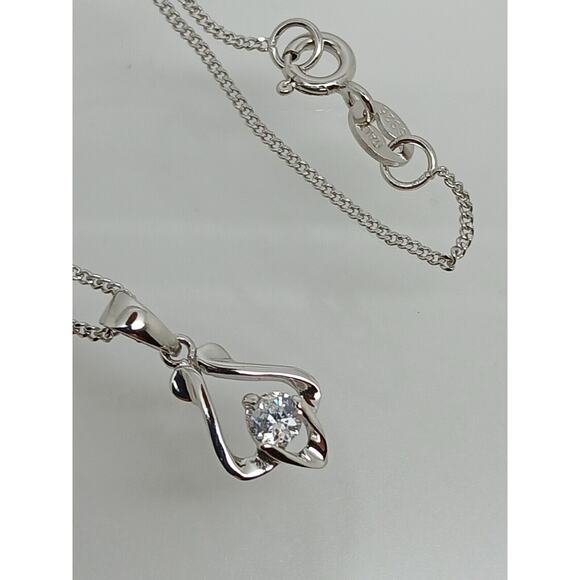 .925 Sterling Silver Simulated Diamond Pendant Necklace Minimalist Petite - Picture 13 of 14
